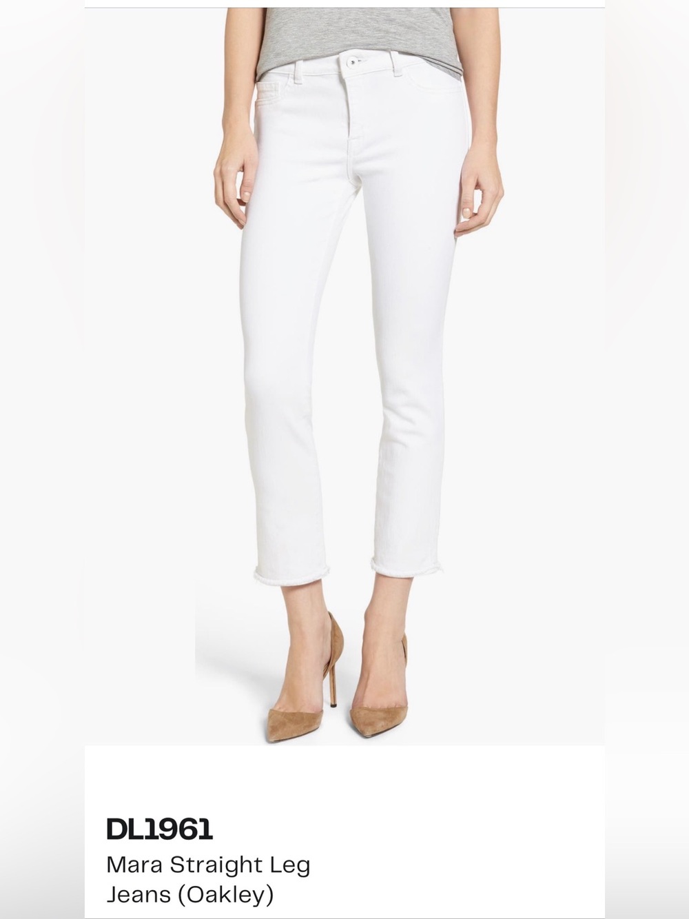 DL1961 White Mara Straight Leg Crop Jeans